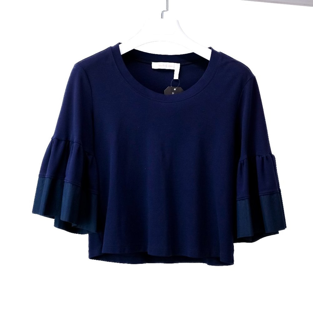 See by Chloé Navy Puff Sleeve Tee